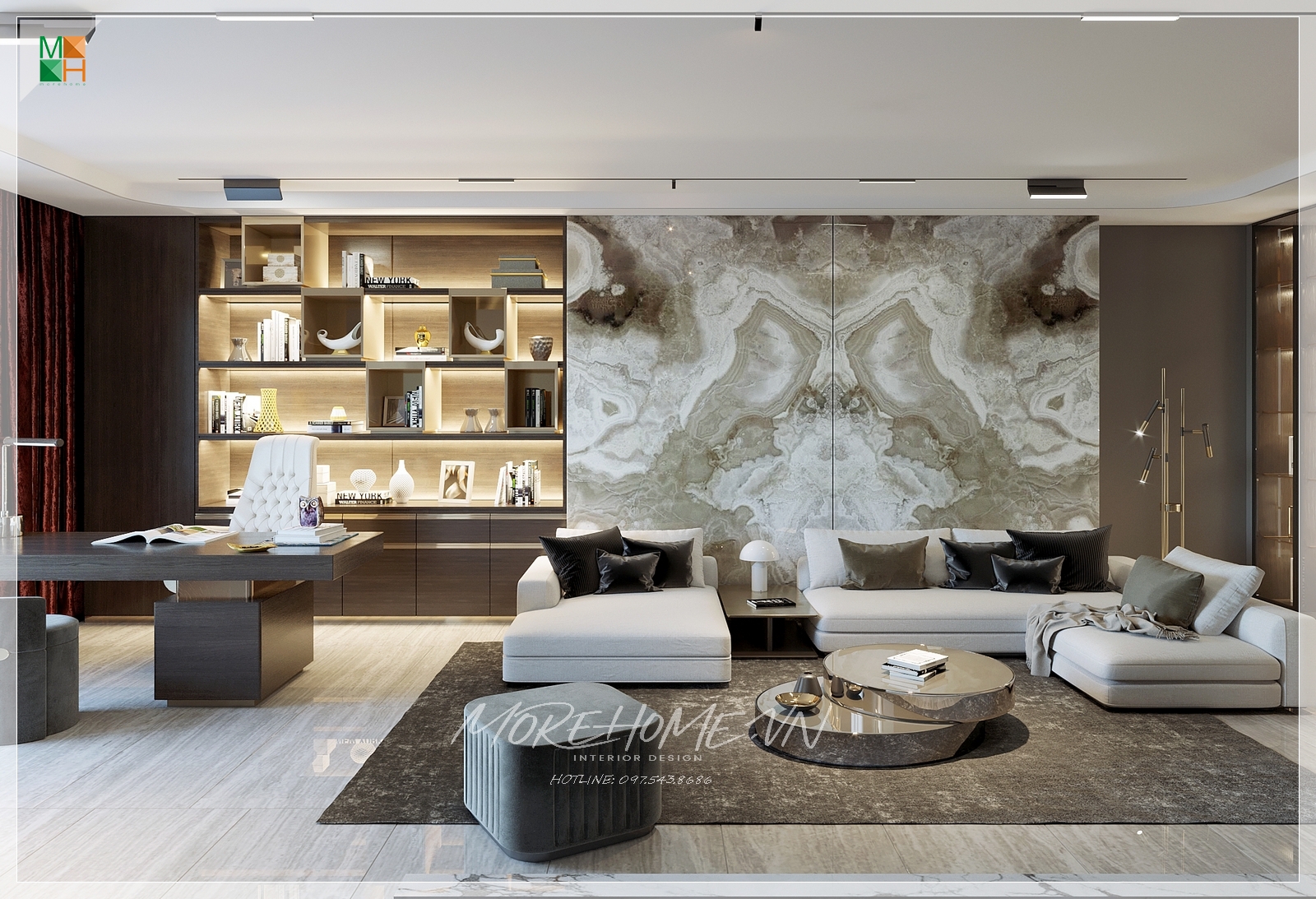 Thiết kế nội thất phòng khách hiện đại tại đường Cách Mạng Tháng 8 - Mr Phúc