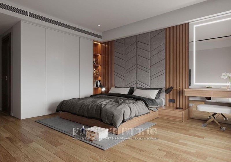 Thiết kế phòng ngủ với đồ nội thất gỗ hiện đại