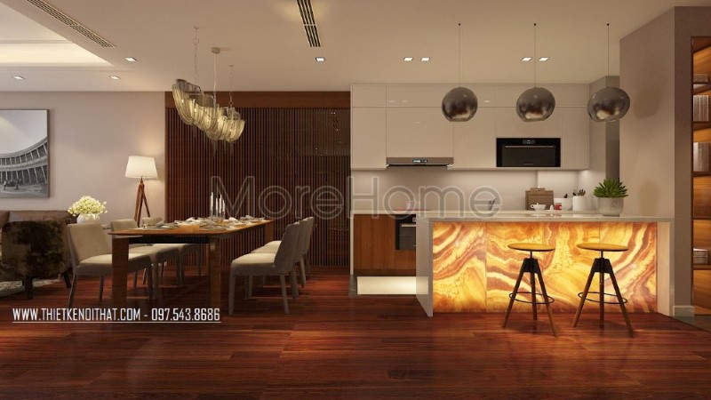 Nội thất phòng bếp căn hộ cao cấp phong cách hiện đại