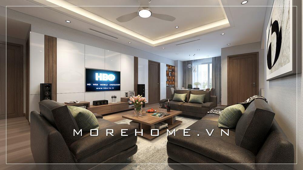 Mẫu sofa phòng khách hiện đại với thiết kế bọc da cao cấp màu nâu cho không gian phòng trẻ trung và sang trọng sofa hiện đại