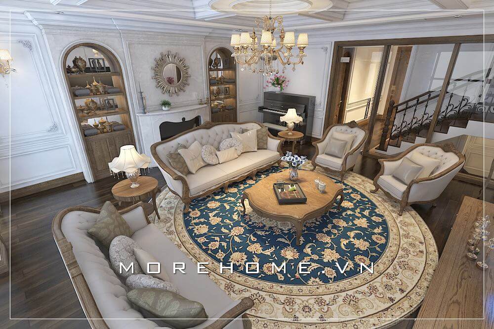 Bộ sofa bọc da đẹp phù hợp với không gian phòng khách biệt thự rộng mang đến vẻ đẹp lôi cuốn mọi ánh nhìn sofa phòng khách