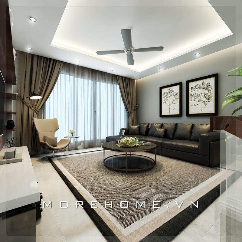 Lựa chọn hoàn hảo cho không gian phòng khách chung cư với mẫu sofa dạng góc hiện đại bọc da màu đen độc đáo đầy ấn tượng. sofa phòng khách