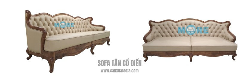 Sản xuất hoàn thiện Sofa văng tân cổ điển MS-006 gỗ tự nhiên Óc chó, bọc da thật nhập khẩu cao cấp cho phòng khách chung cư liệt kê những mẫu sofa phòng khách tiện nghi nhất