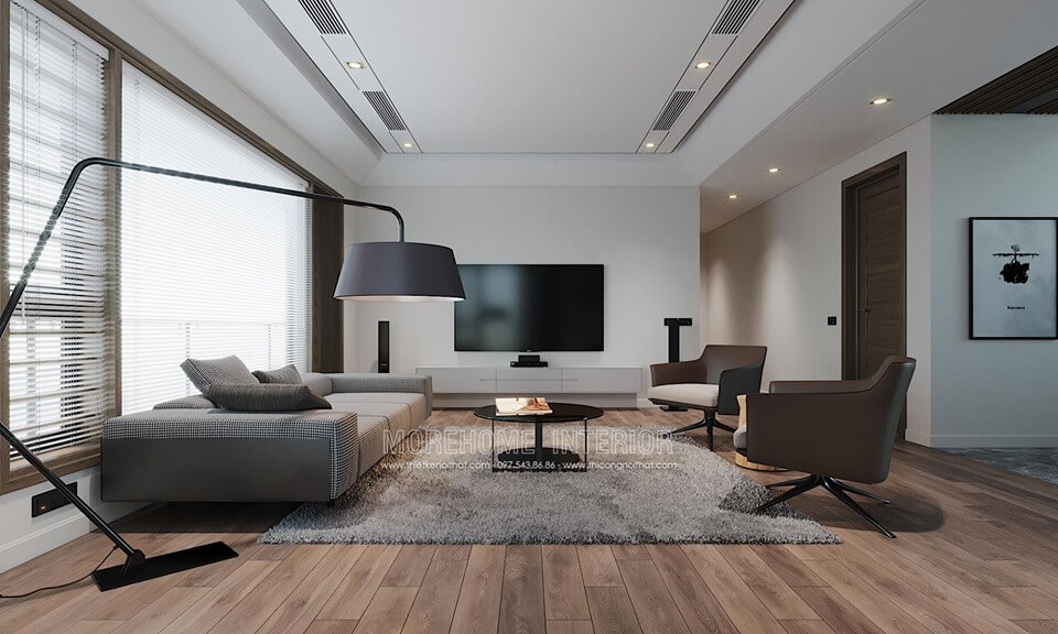 Thiết kế nội thất sofa phòng khách bọc nỉ với gam màu trầm sang trọng Các xu hướng thiết kế kệ tivi phòng khách đẹp nhất