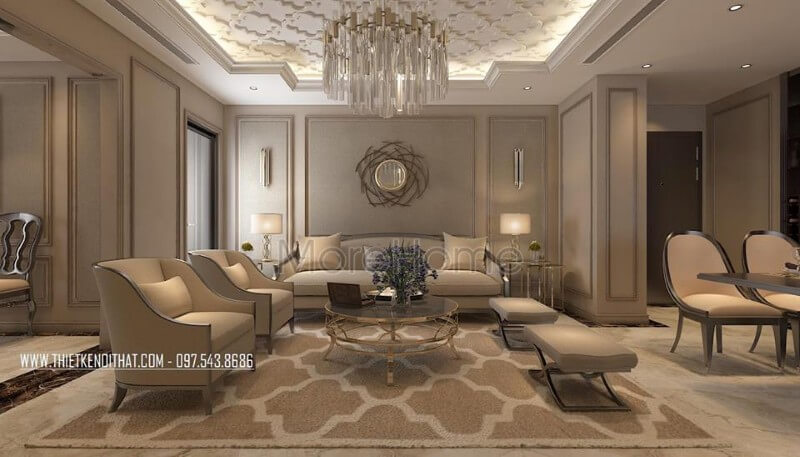 Sofa tân cổ điển bọc da là điểm nhấn và là thiết bị nổi thất khiến cho phòng khách căn chung cư trở nên thực sự cuốn hút Các xu hướng thiết kế kệ tivi phòng khách đẹp nhất