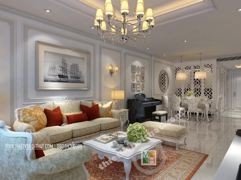 Bộ sofa tân cổ điển với chất liệu khung gỗ tự nhiên phun sơn trắng cao cấp đã để lại ấn tượng sâu sắc cho bất cứ ánh mắt nào khi nhìn vào Tư vấn chọn lựa mẫu sofa phòng khách đẹp nhất