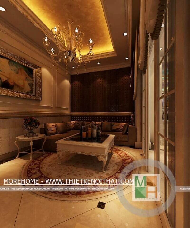 Mẫu sofa màu nâu bọc vải hiện đại cho phòng tầng hầm biệt thự Mẫu sofa hiện đại, cáo cấp