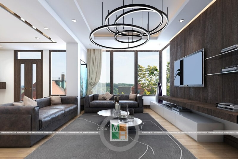 Bộ sofa bọc da màu đen hiện đại mang đến sự sàn trọng cho phòng khách chung cư Các mẫu sofa phòng khách đẹp nhất